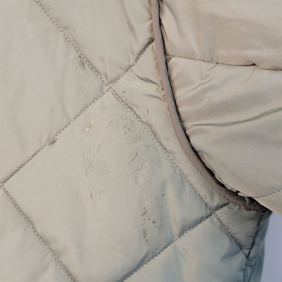 American Eagle Diamond Quilted Puffer Green Faux Fur Hood AE M Jacket Coat - Picture 8 of 13